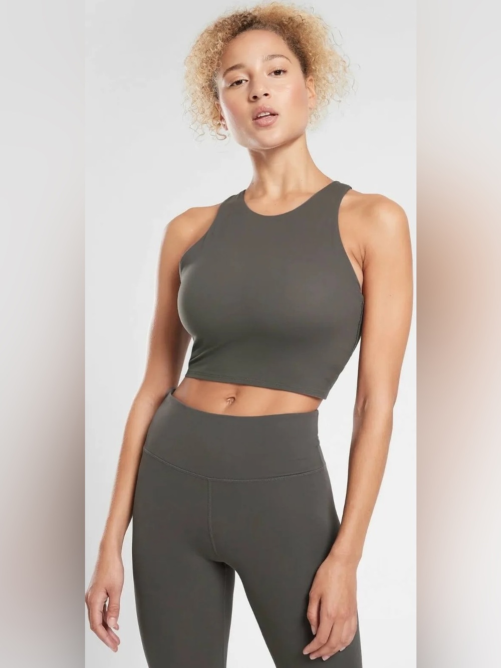 Athleta Conscious Crop D-DD Sports Bra, Olive